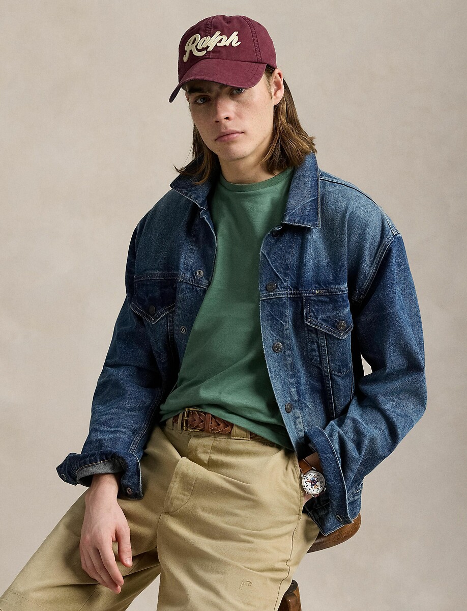 POLO RALPH LAUREN<br>Camiseta lisa de malha fina com logotipo bordado