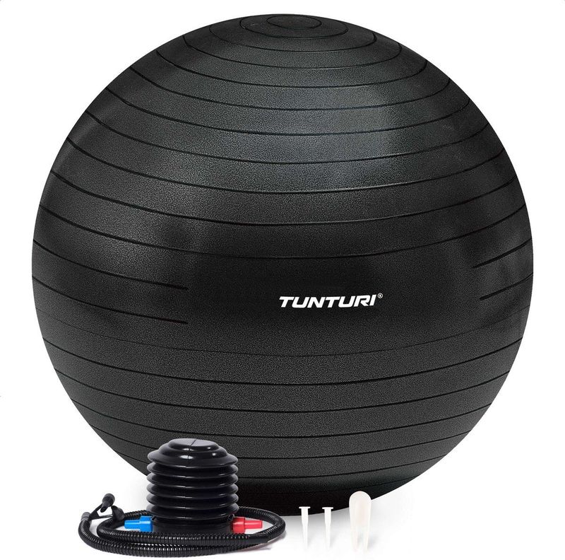 Tunturi - Anti Burst Fitnessbal - Zwart - 75 cm - Incl Pomp