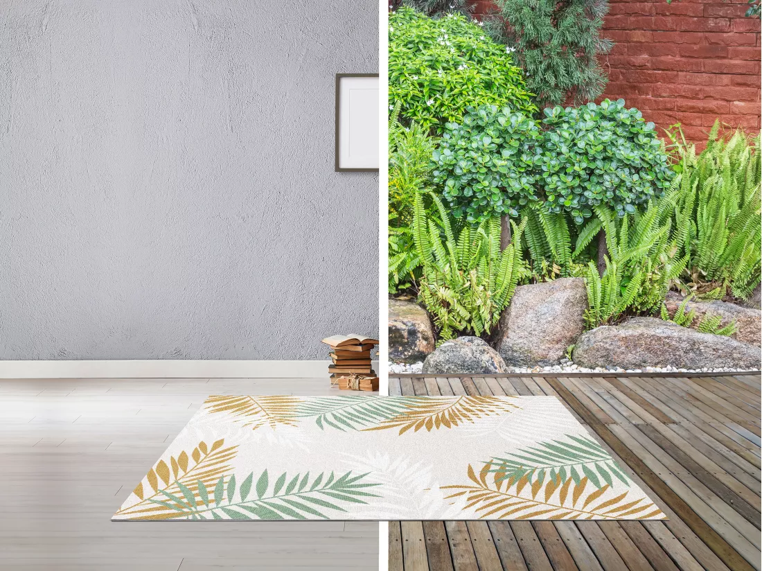 Tapis intérieur ou extérieur motif tropical - 150 x 200 cm - Multicolore - PALMIRA