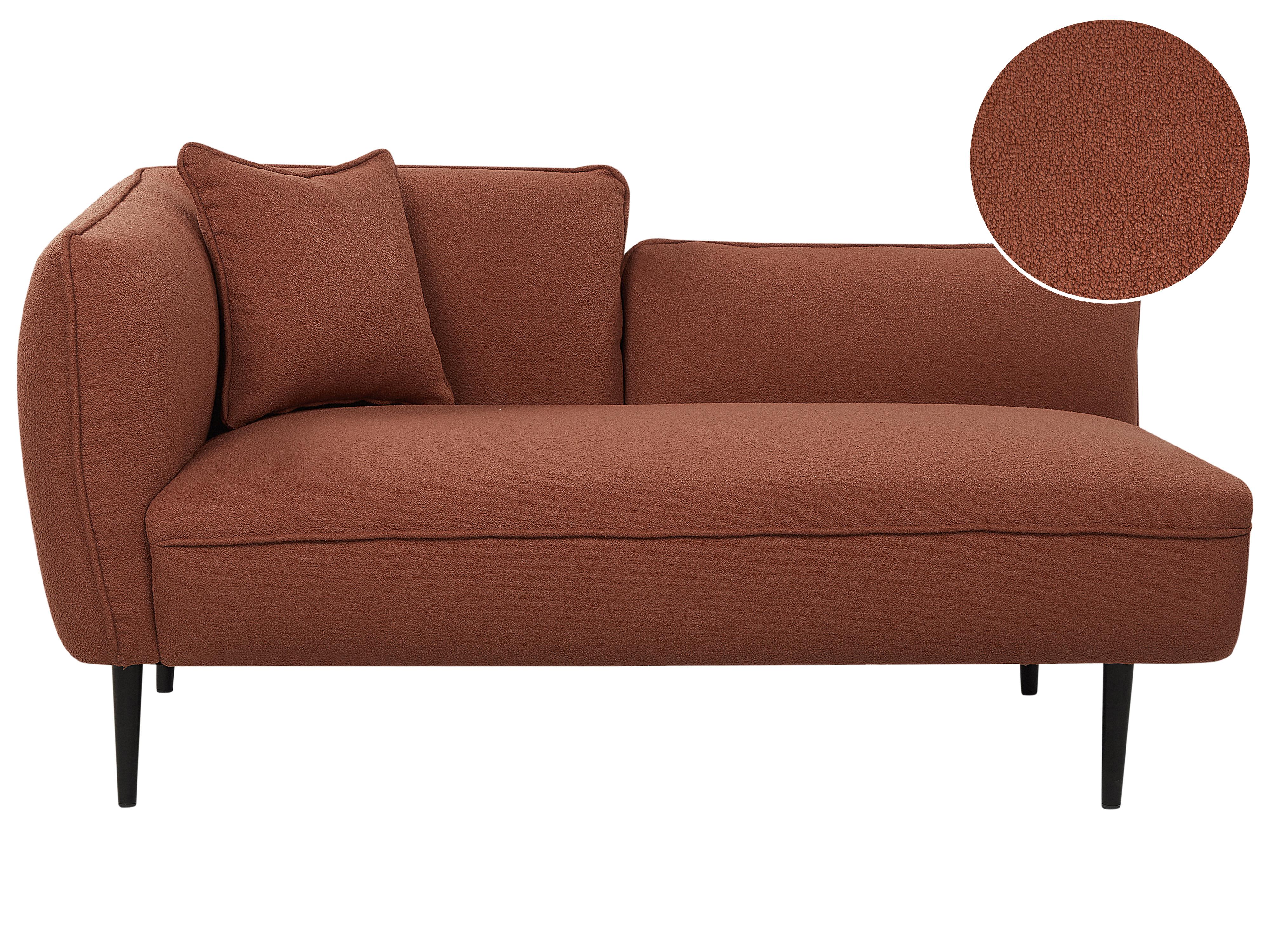 Linkszijdige chaise longue CHEVANNES Bouclé Donkerrood