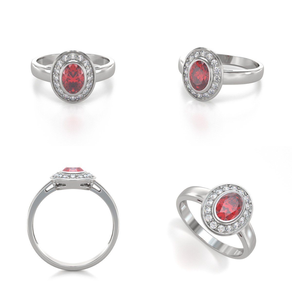 Bague Rubis et diamants sur Argent 925 2.788grs