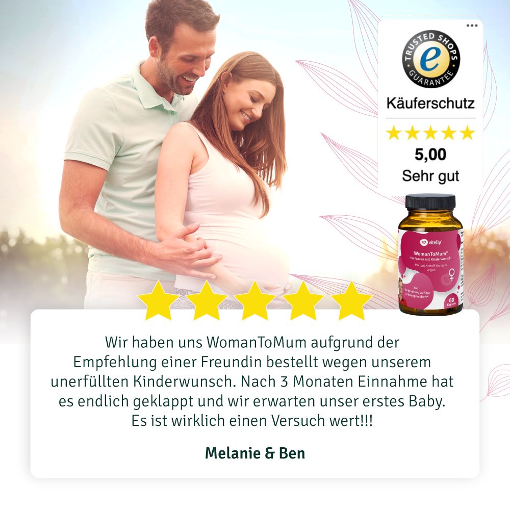 vitelly WomanToMum® Kinderwunsch Vitamine für einen Monat