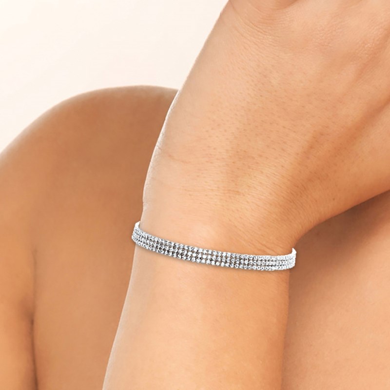 Bracelet Femme - Argent 925 - Oxyde de zirconium - Longueur : 18 cm