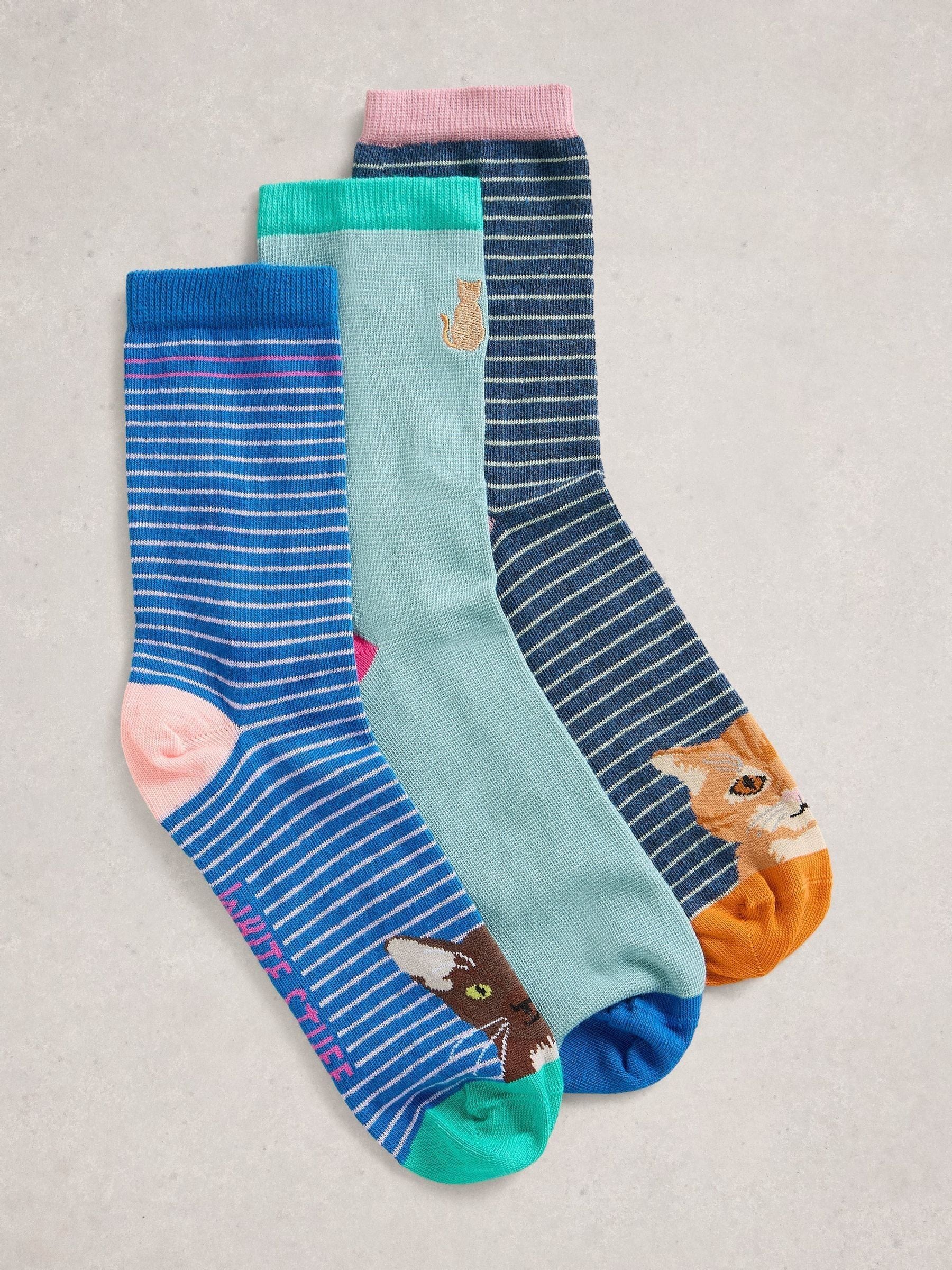 Donkerblauw - White Stuff Bicycle Geo Socks 3 Pack
