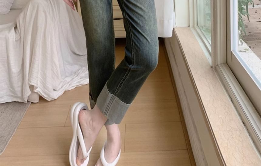 CosmoCorner - High Waist Washed Cropped Slim Fit Jeans