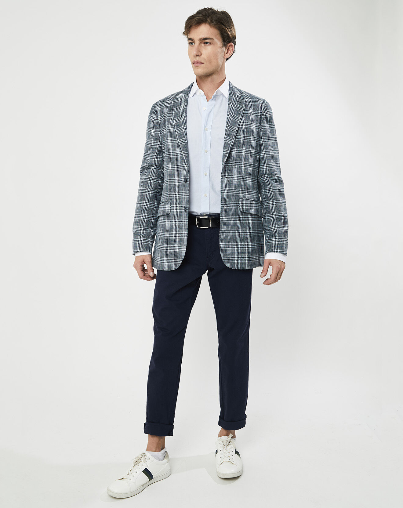 Hackett London Veste en Lin & Laine mélangés Claire imprimée prince de galles bleue