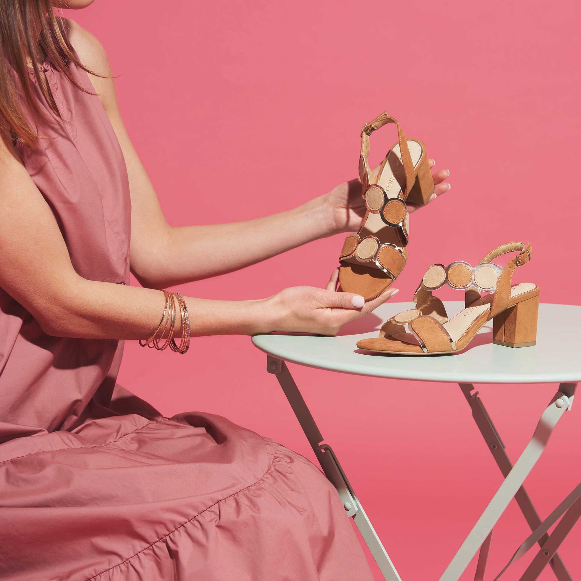 Nu-pieds à talon Femme cognac