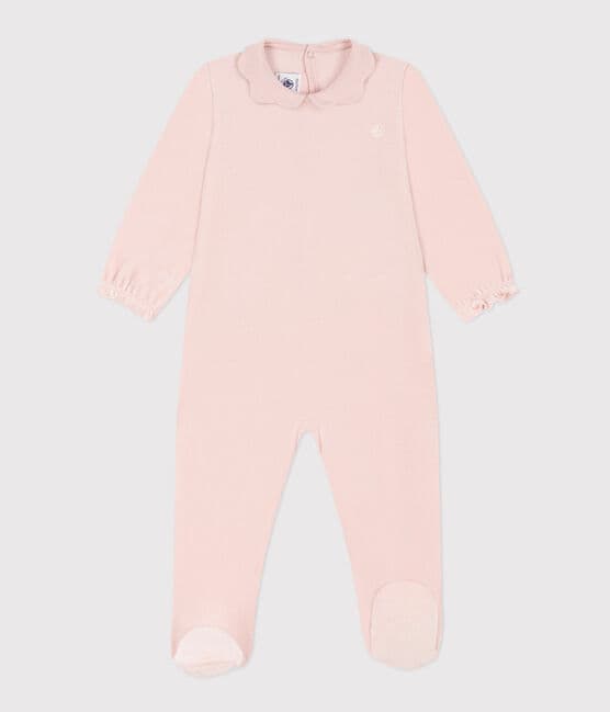Pyjama bébé uni rose en velours