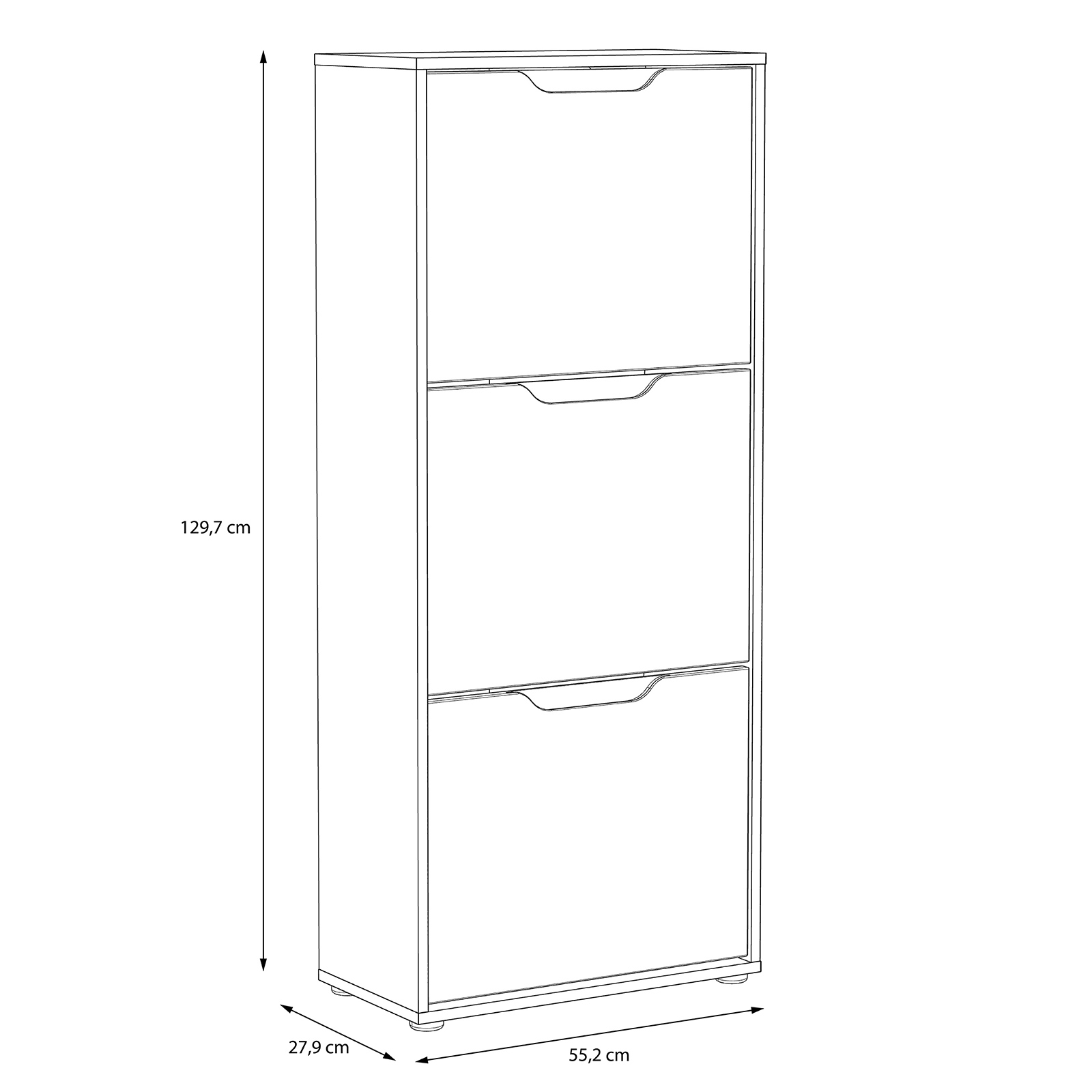 Schuhschrank - weiß Hochglanz-Sandeiche - 55 cm breit