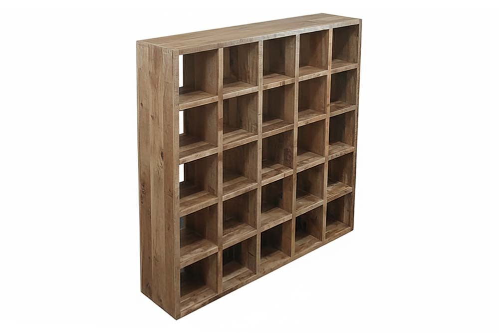 Massives Regal IRON CRAFT 200cm natur Mangoholz Bücherregal 25 Fächer