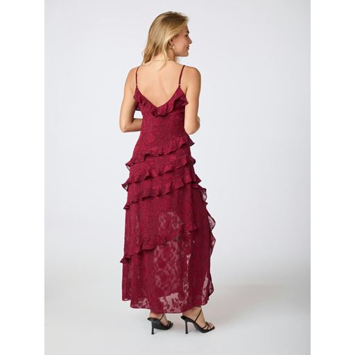Neo Noir Palazzo Burnout Kjole, Burgundy, 42