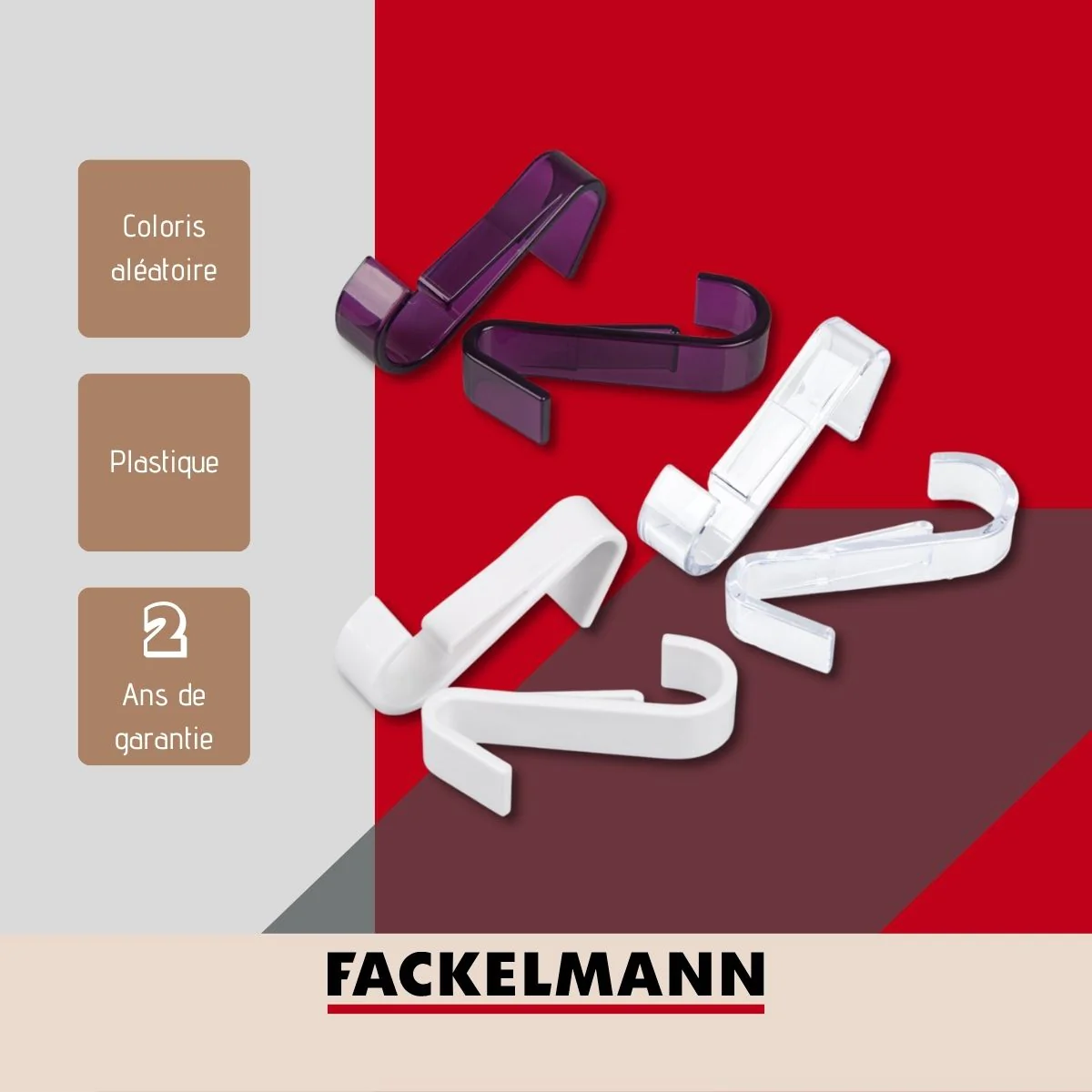 Lot de 2 crochets pour sèche serviette Tecno Fackelmann