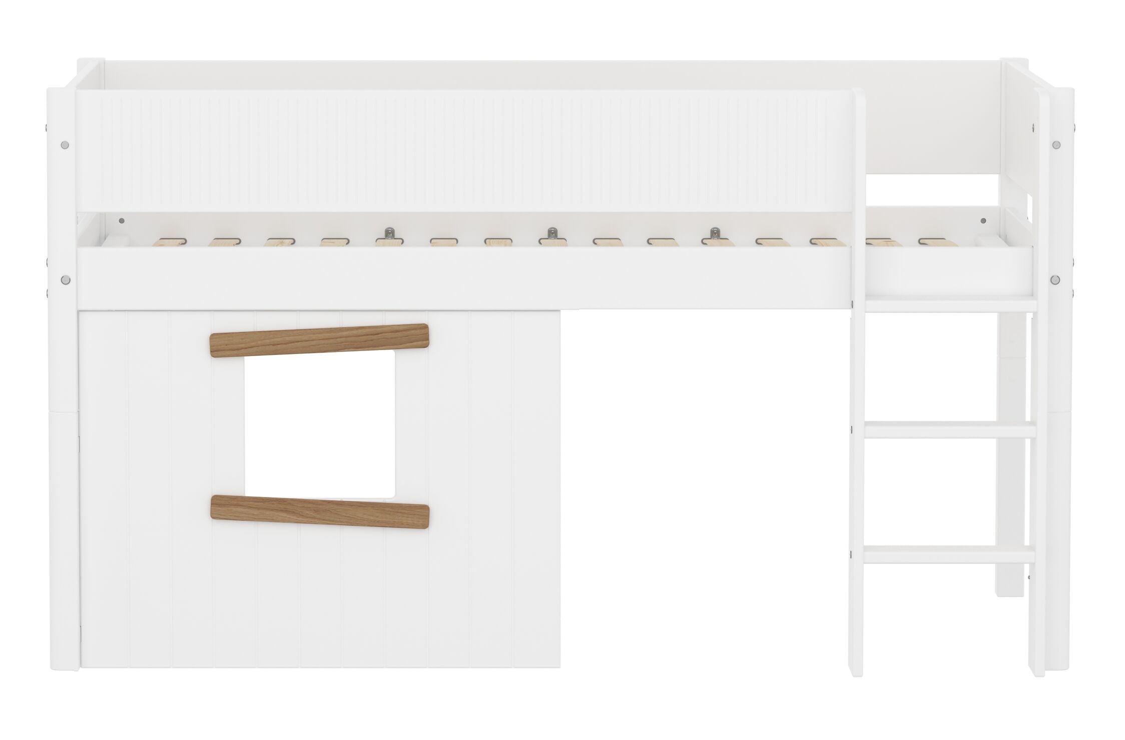 Flexa WHITE Halbhochbett mit Baumhaus - Weiss / B: 109.0 cm x T: 210.0 cm x H: 120.0 cm