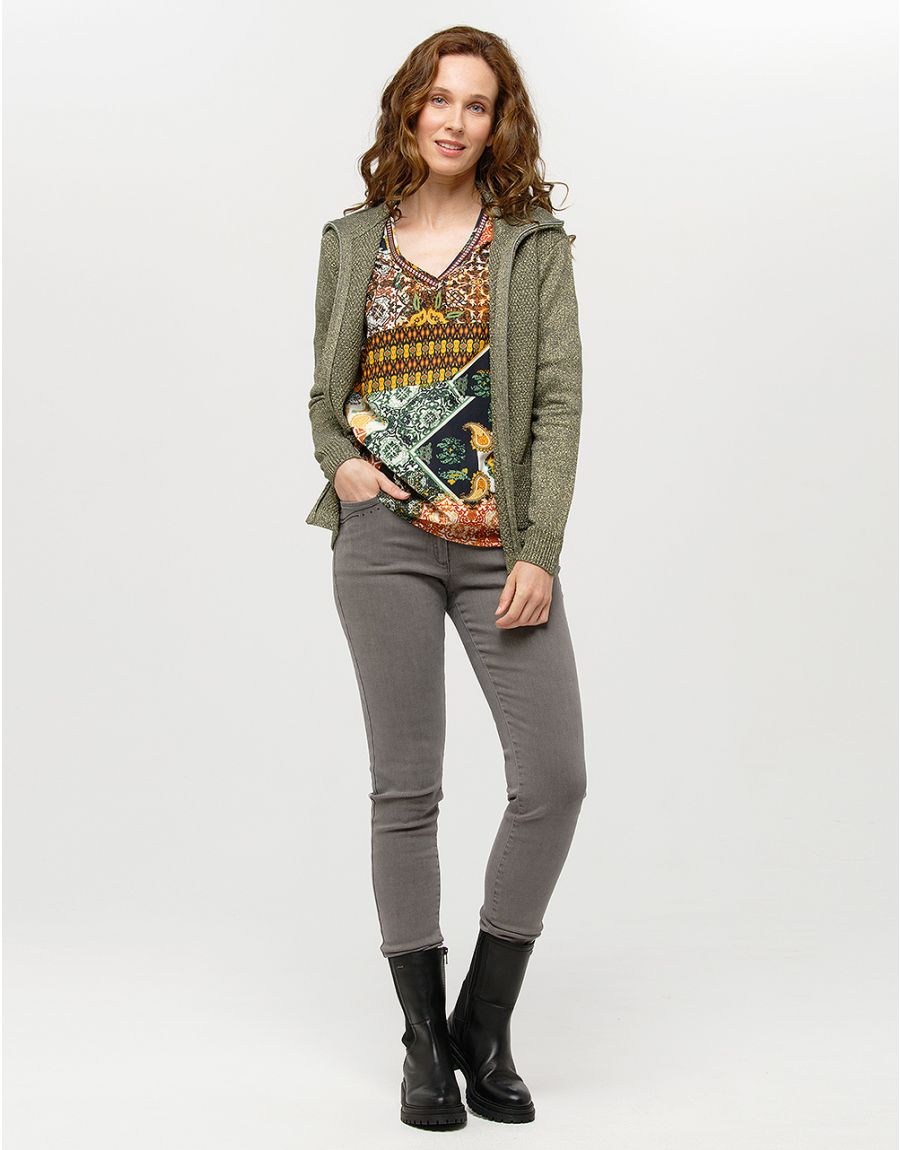 Blouse imprimée kaki