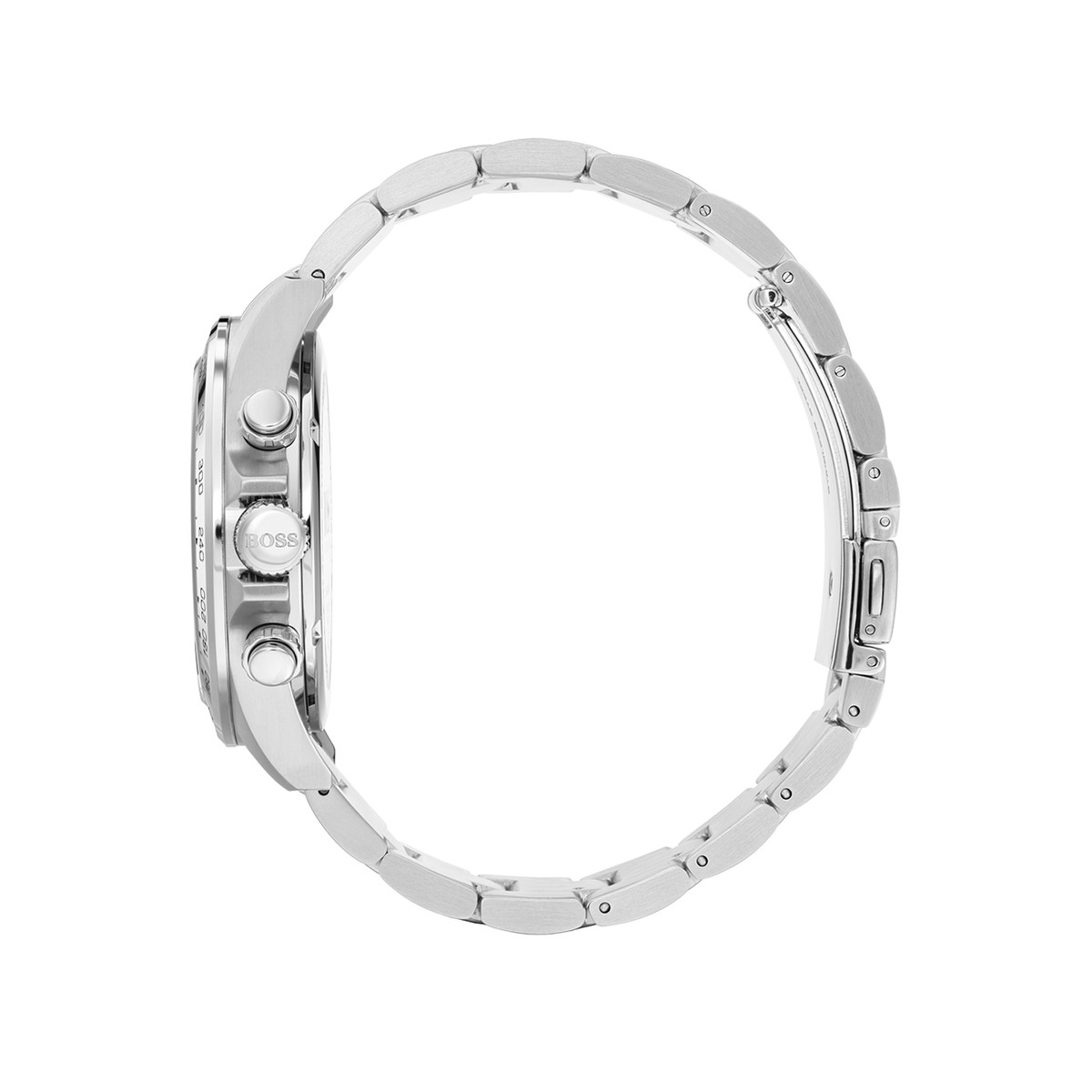 Montre BOSS sport lux homme chronographe, bracelet acier argent