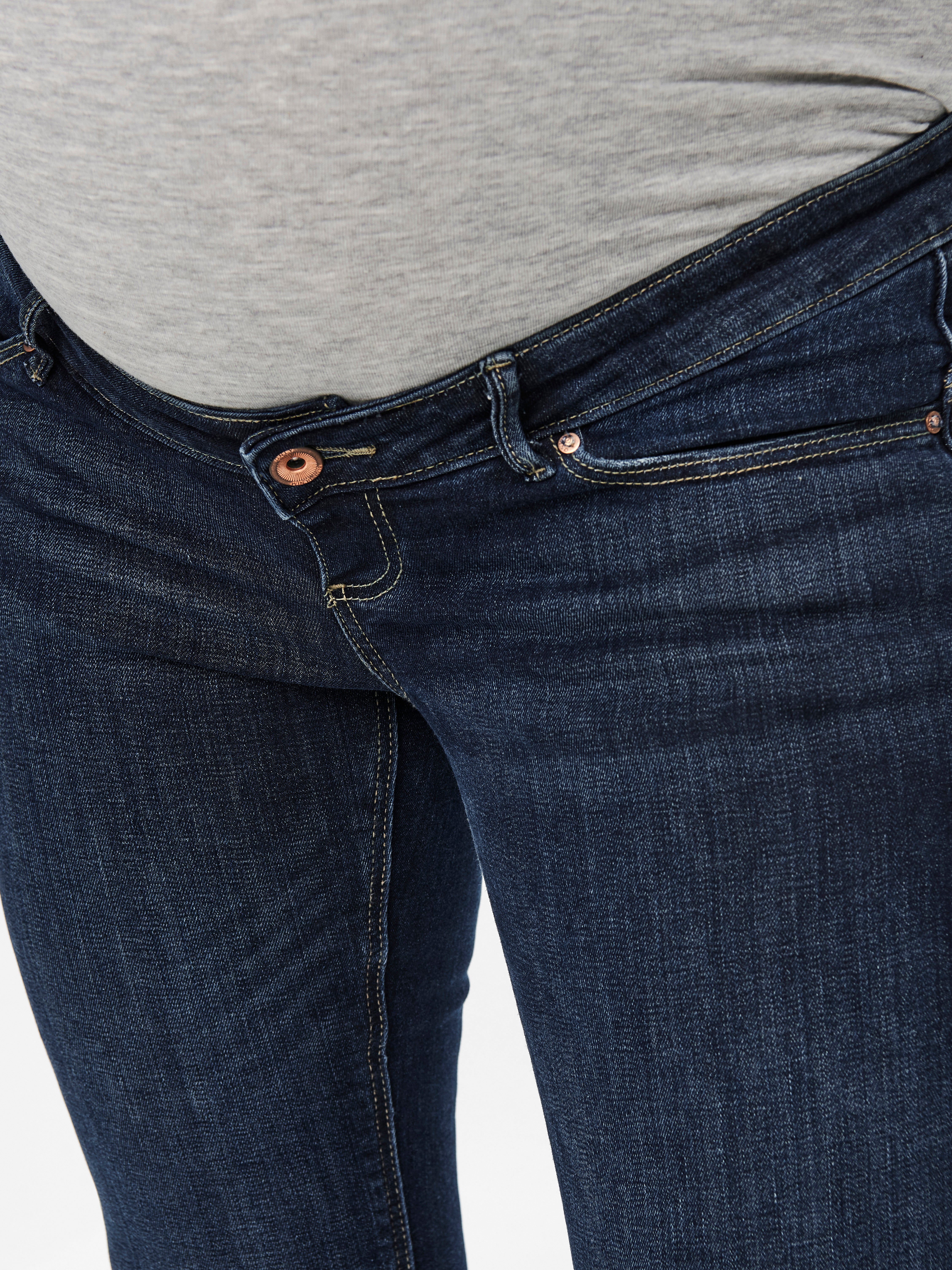 OLMPAOLA Hohe Taille Ausgestellt Jeans Dark Blue Denim
