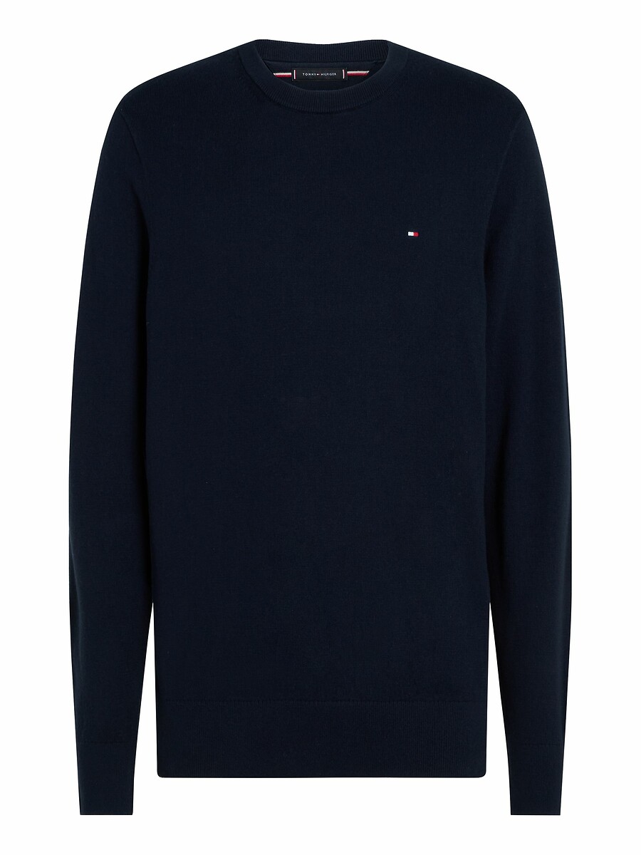 TOMMY HILFIGER<br>Suéter de gola redonda em algodão pima e cashmere