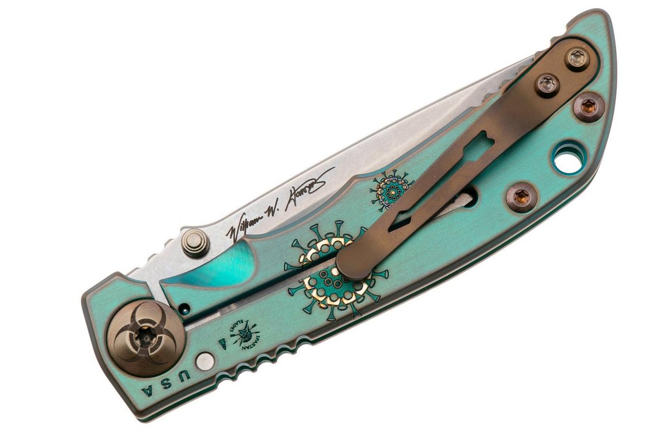 Spartan Harsey Folder 3.25 SF10SWBL-PL-DOC-GR, Stonewashed CPM MagnaCut, Plague Doctor Green/Bronze Anodized Titanium zakmes