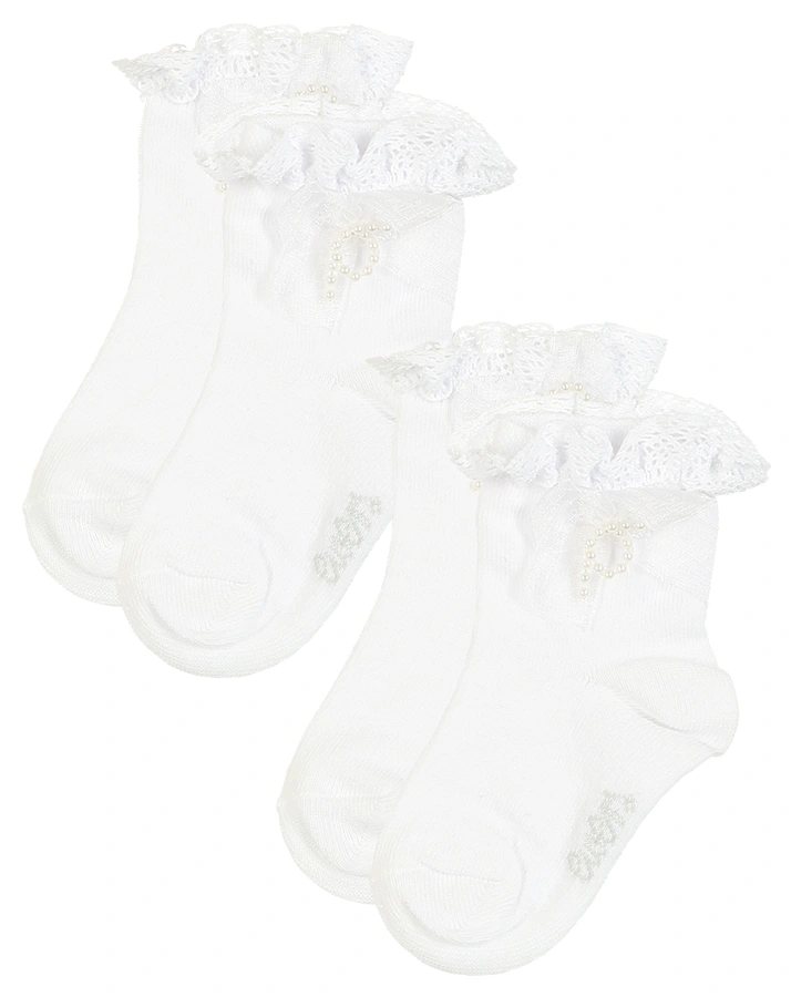 Taufsocken SPITZENAPPLIKATION 2er-Pack in weiß