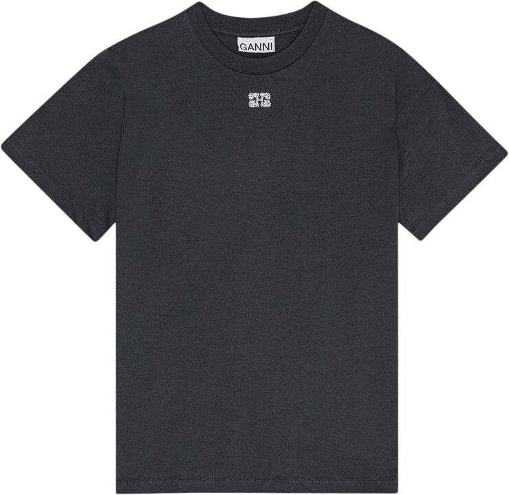 Ganni Basic Jersey Rhinestone Relaxed T-s Phantom
