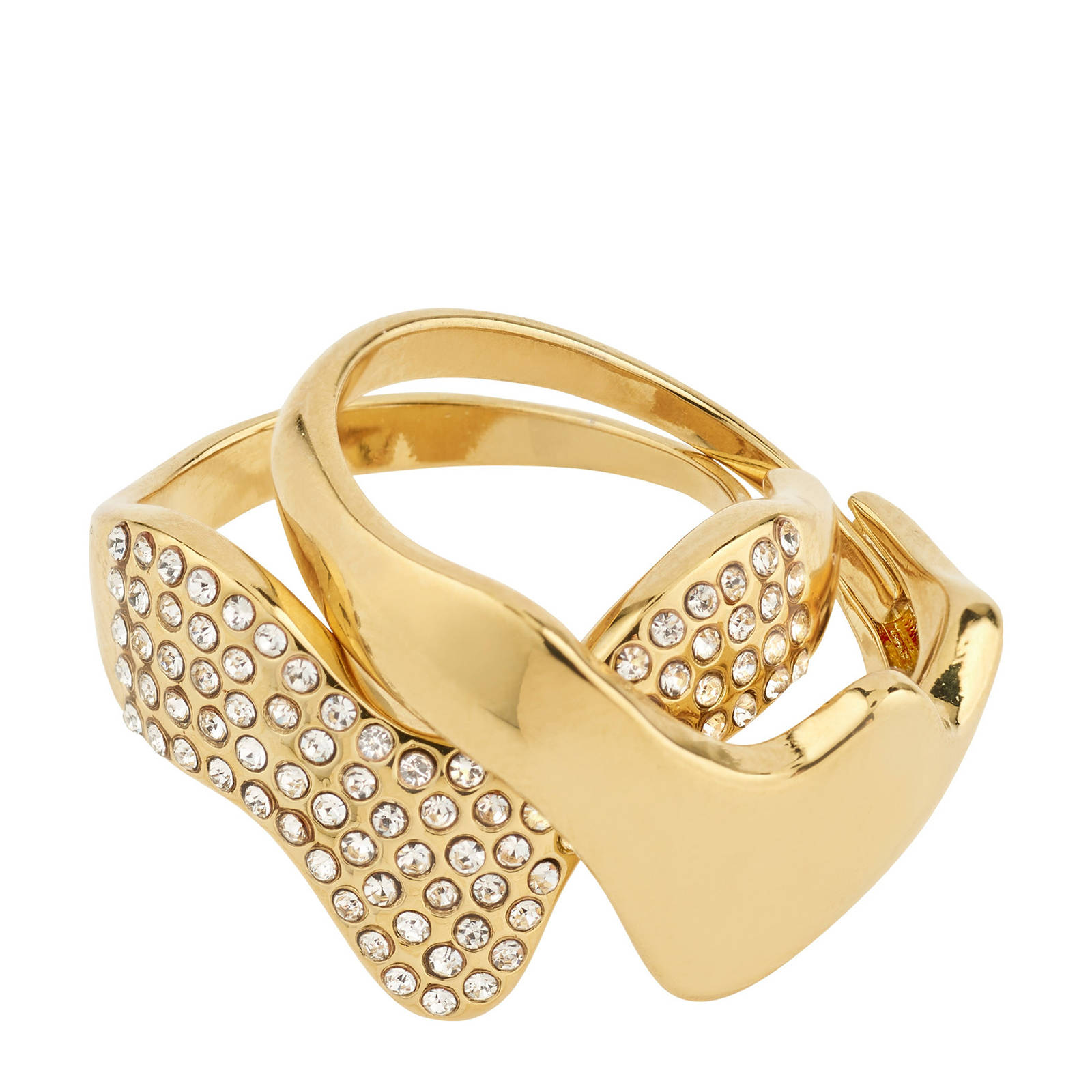 PILGRIM gold plated ring Connect - set van 2