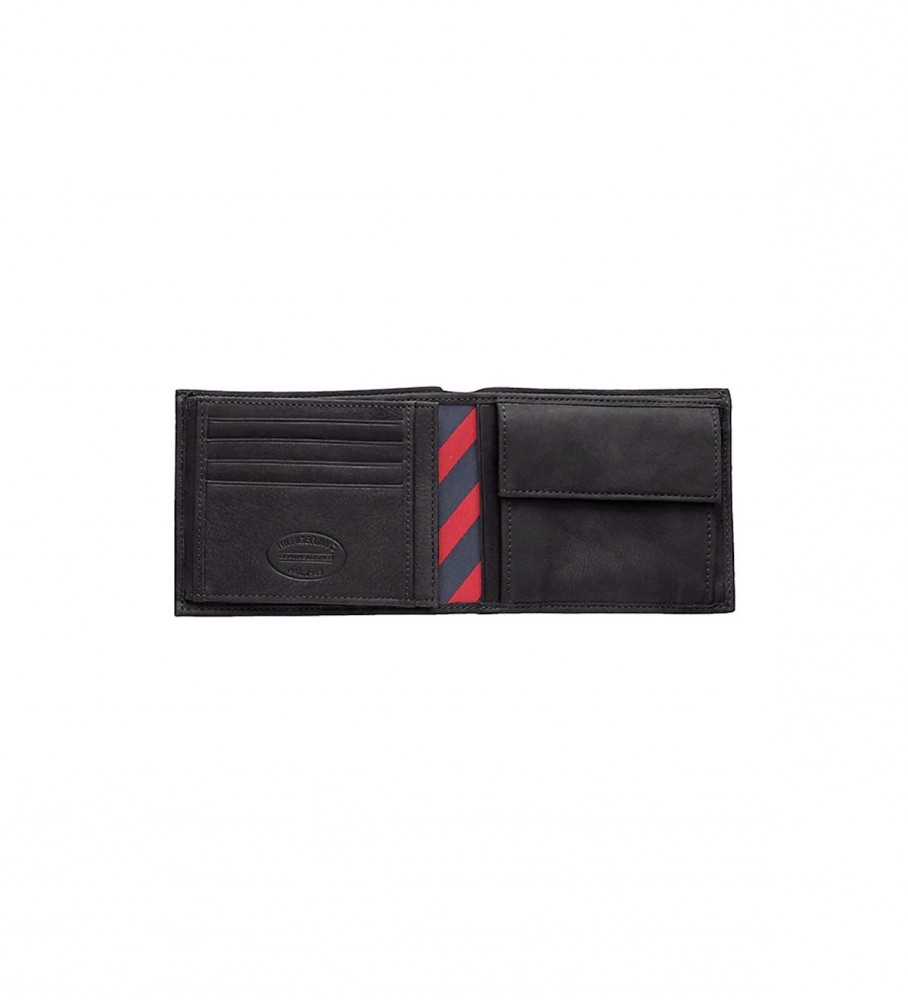 Carteira dobrável Tommy Hilfiger em couro, três cores, preta.