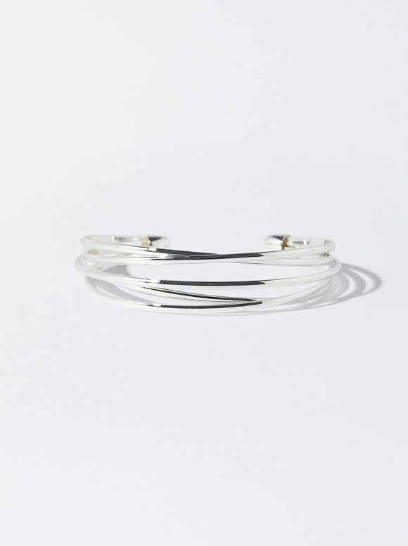 Pulseira rígida prateada - Prata