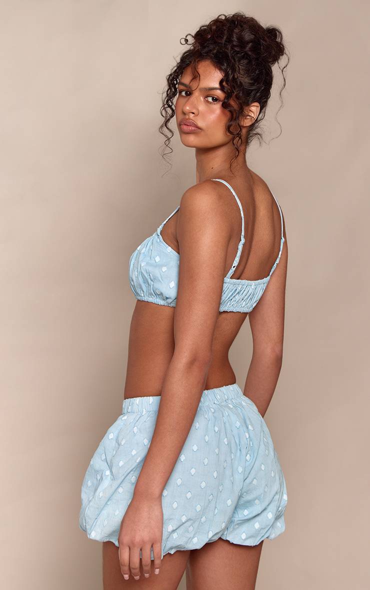 Bleu Layette Ensemble Coordonné Brassière En Coton À Pois