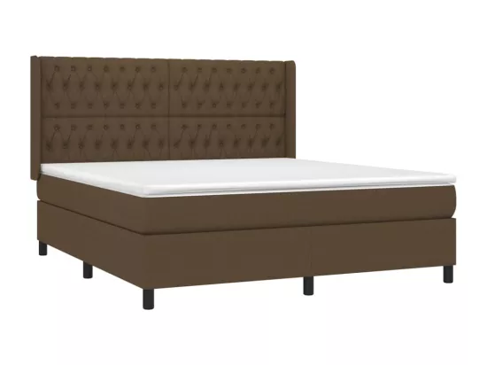 Sommier tapissier matelas et LED Marron foncé 180x200cm Tissu