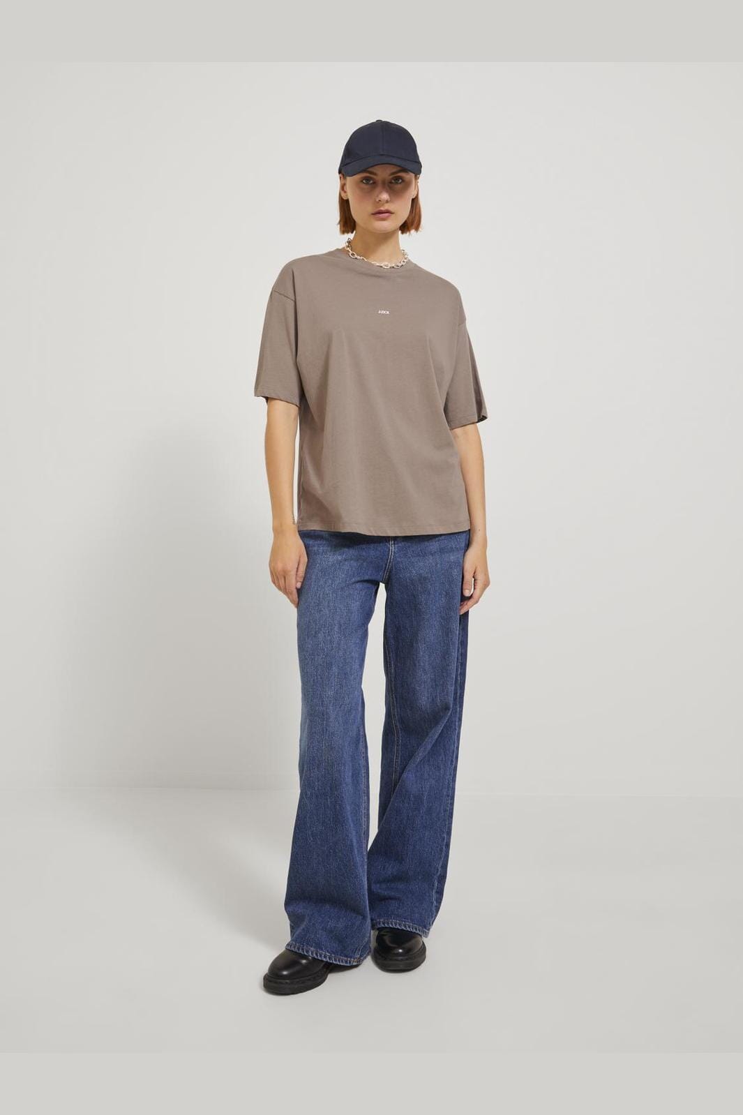 Jjxx Jxandrea Loose Ss Logo Tee 3861159 brindle white logo