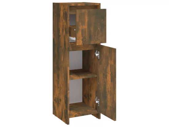 Armoire de bain Chêne fumé 30x30x95 cm Bois d'ingénierie