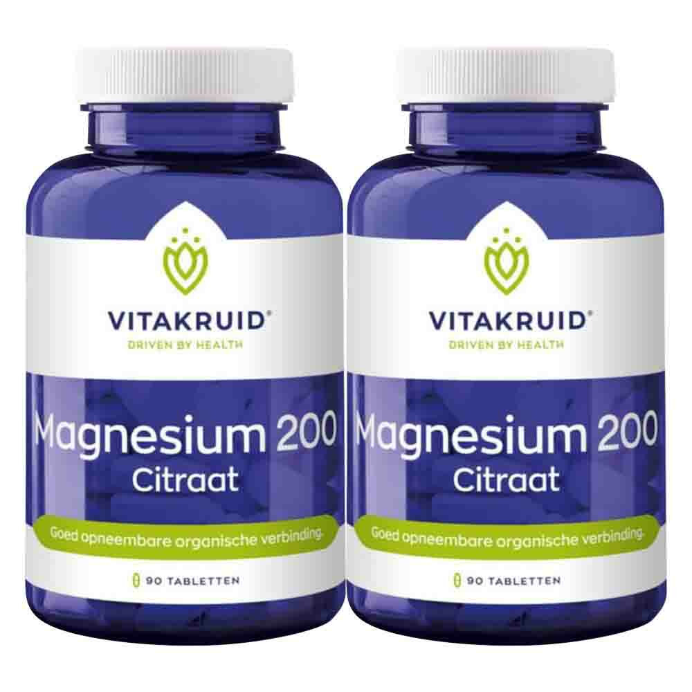 2x Vitakruid Magnesium 200 Citraat 90 tabletten