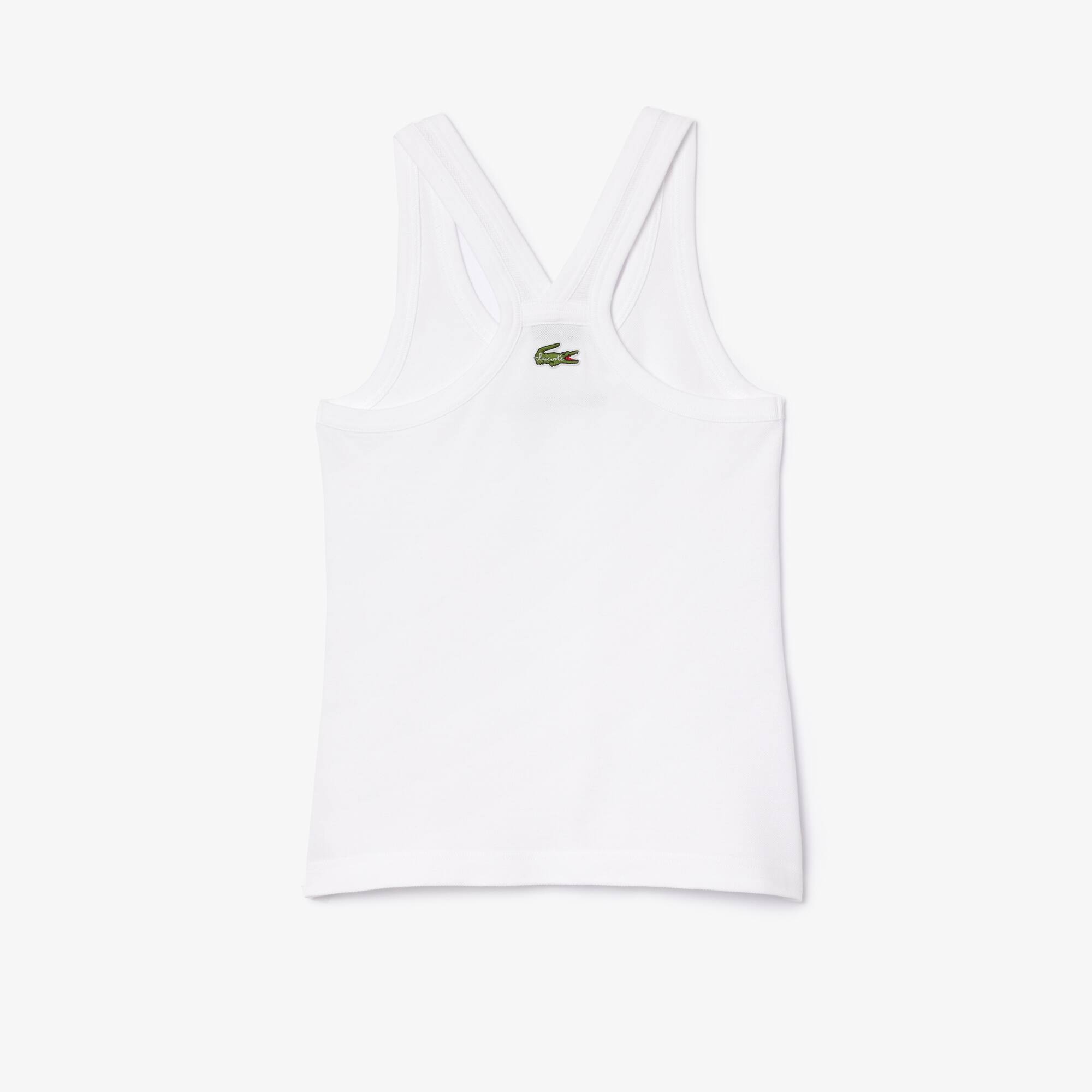 Piqué Tank Top mit Stickerei T-Shirts - Weiss - Lacoste - Damen