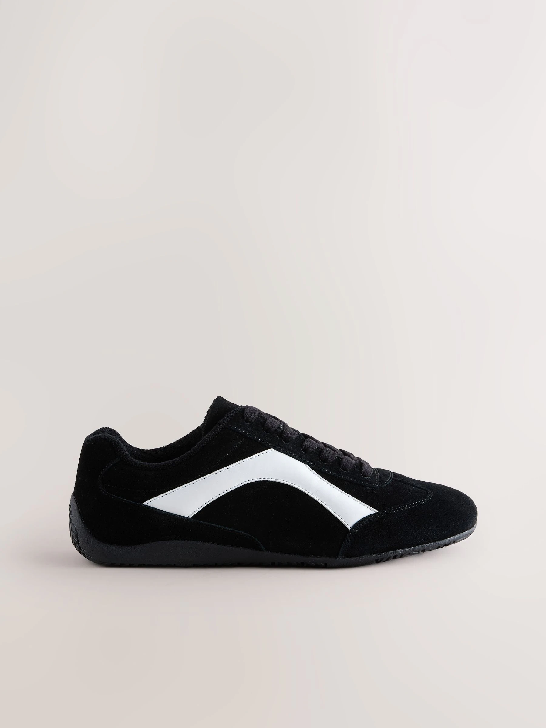Zwart suède - Forever Comfort® Leather Slimsole Lace-Up Trainers