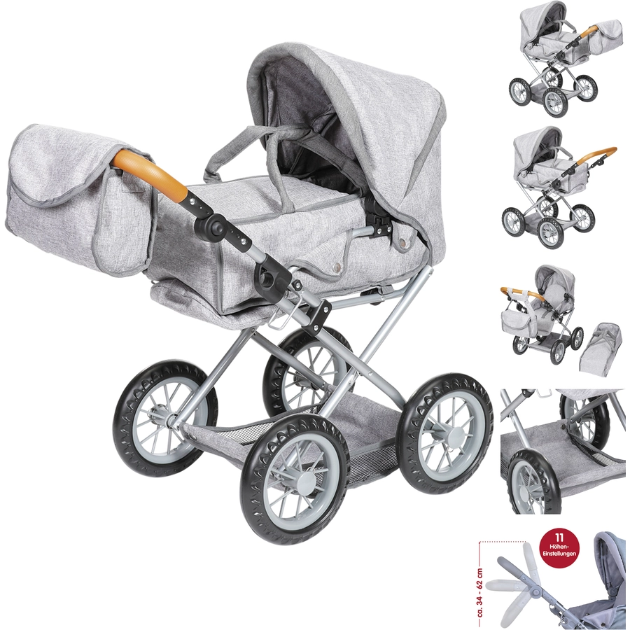 knorr toys® Puppenwagen Ruby - stone brown grau