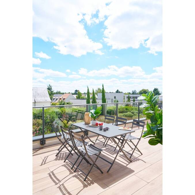 Table de jardin pliante rectangulaire GREENSBORO Graphite