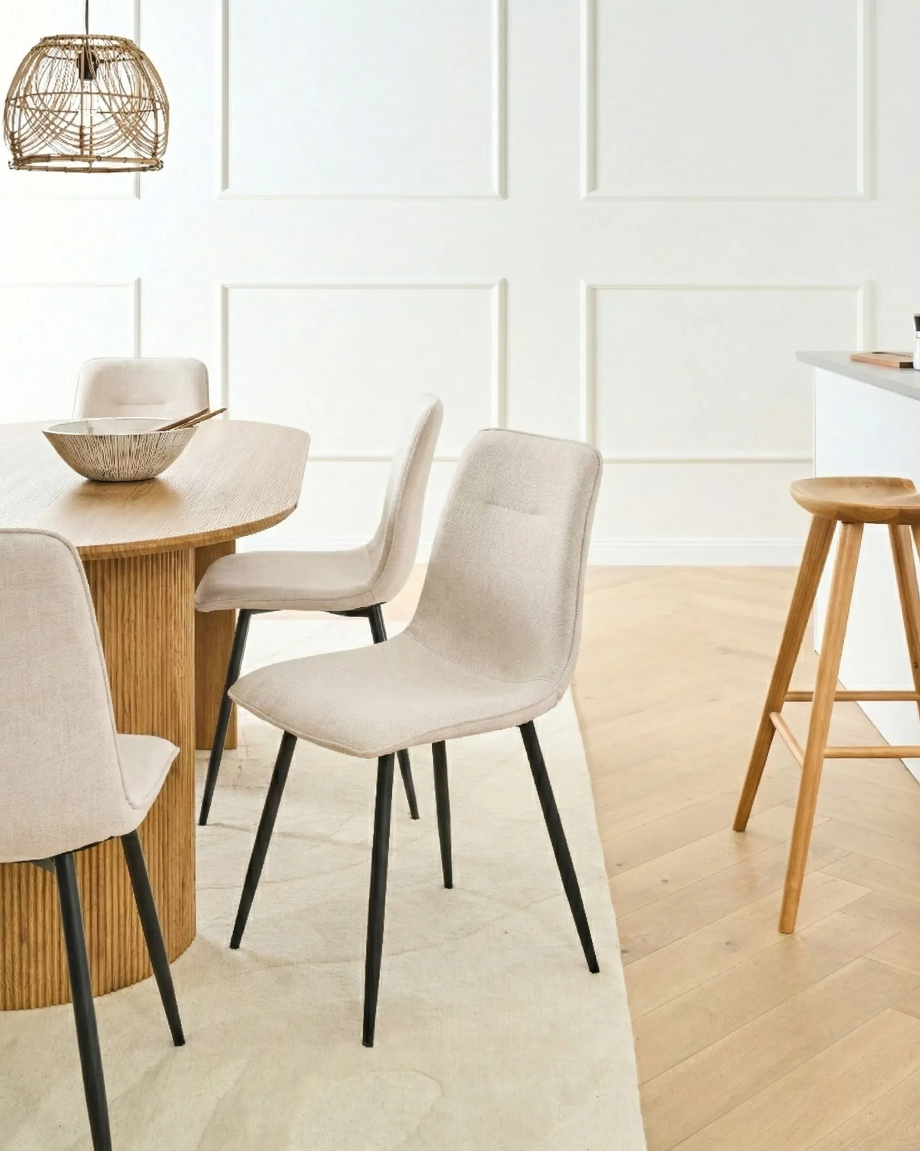 Set van 4 eetkamerstoelen TUSCOLA Stof Lichtbeige