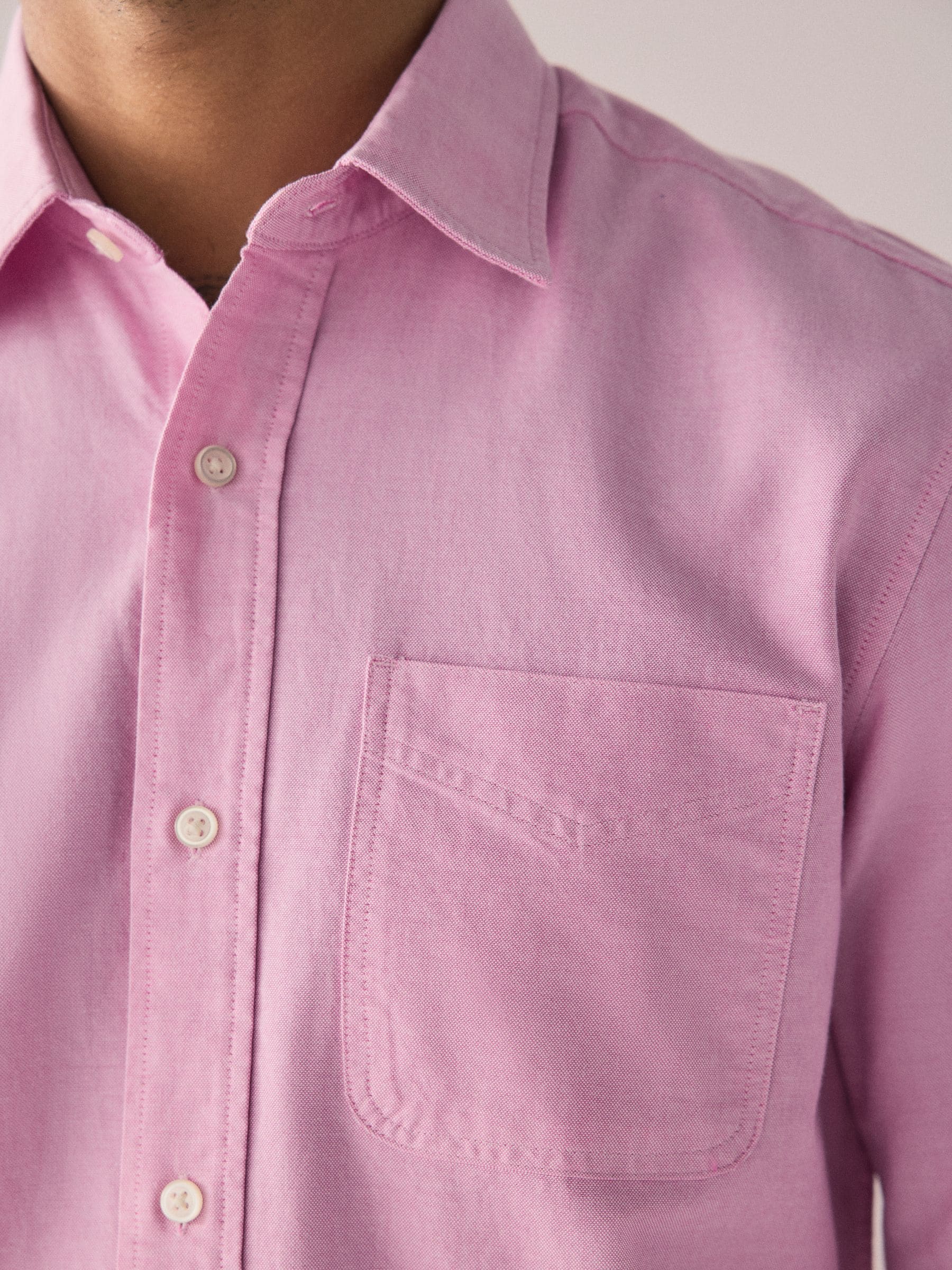 Roze - Slim Fit - Oxford-hemd met lange mouwen