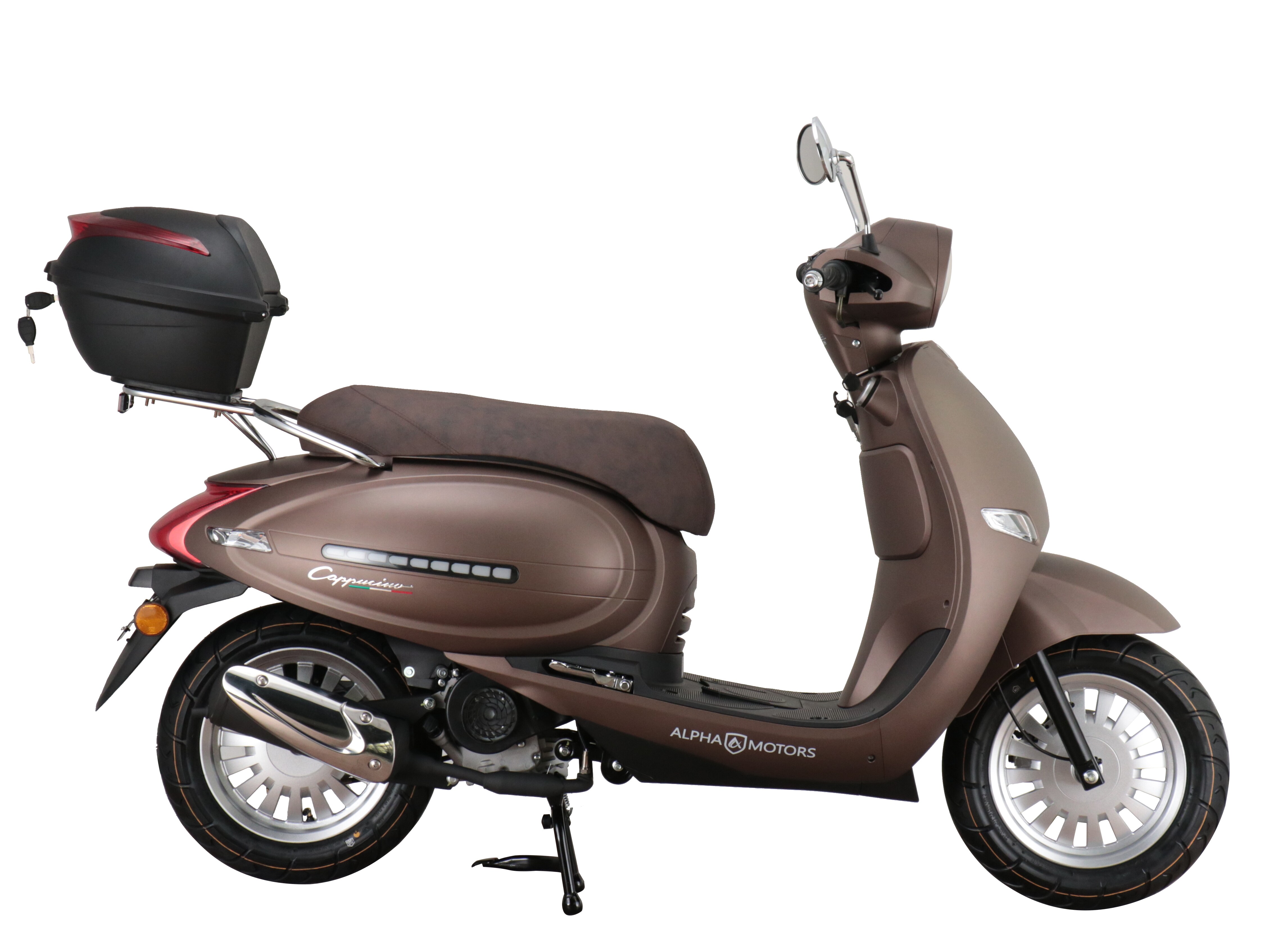 Alpha Motors Motorroller Cappucino 50 ccm 45 km/h EURO 5 mattbraun inkl. Topcase