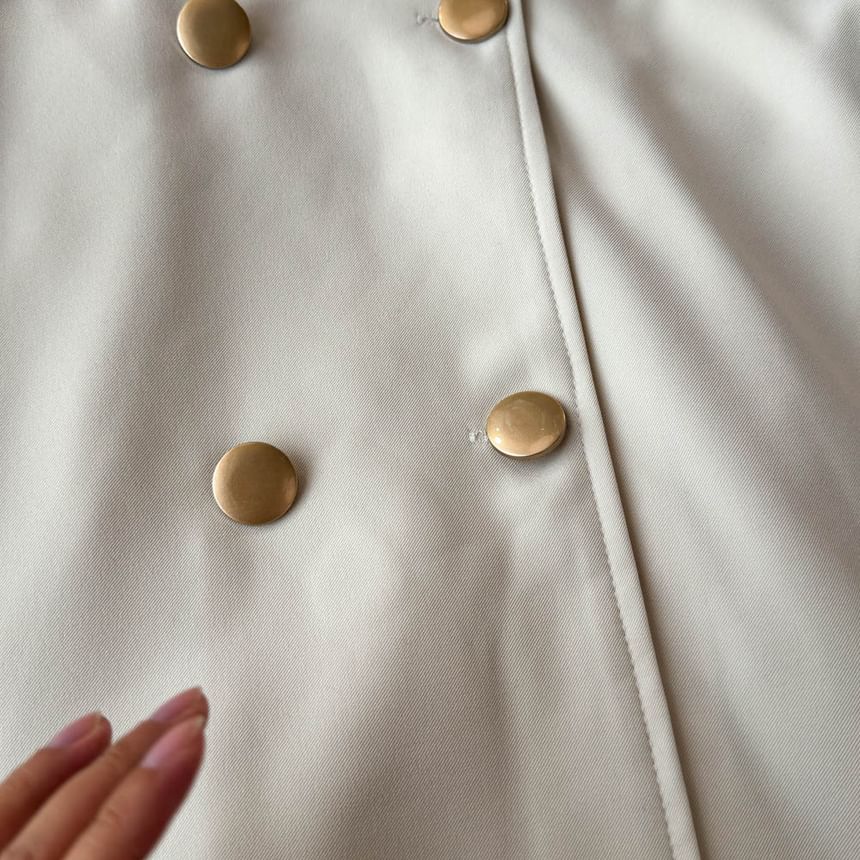 Yearnin - Trenchcoat met lange mouwen, dubbele rij knopen en sjerp