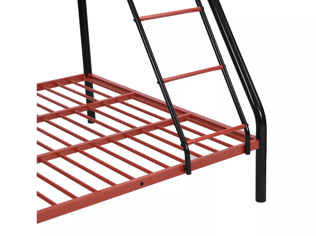 Lits superposés ELEVATIO IV - 90 et 140 x 190 cm - Acier - Noir et rouge