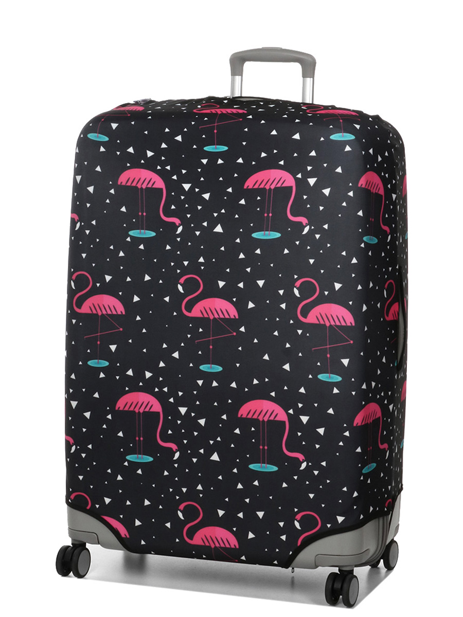 Housse de valise Periea Black with Pink Flamingos XL