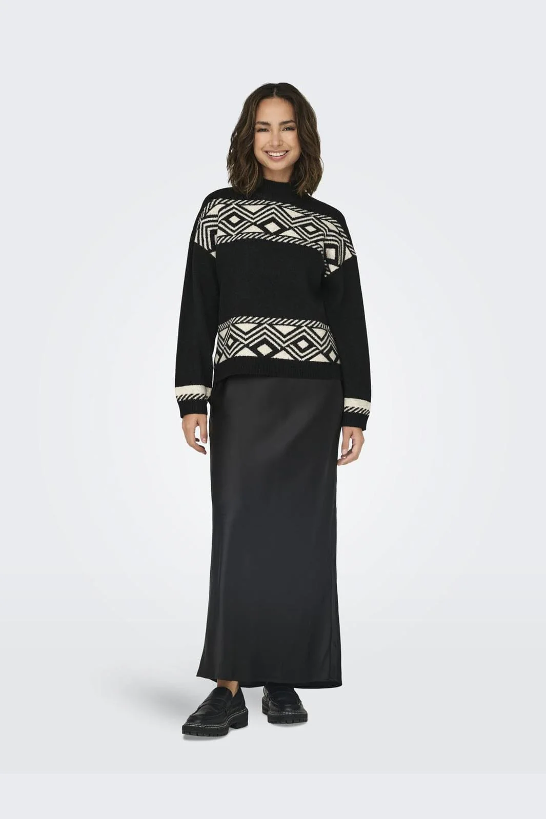 Only Onlvictoria L/S Pullover Knt 4608545 black pumice stone jacquard