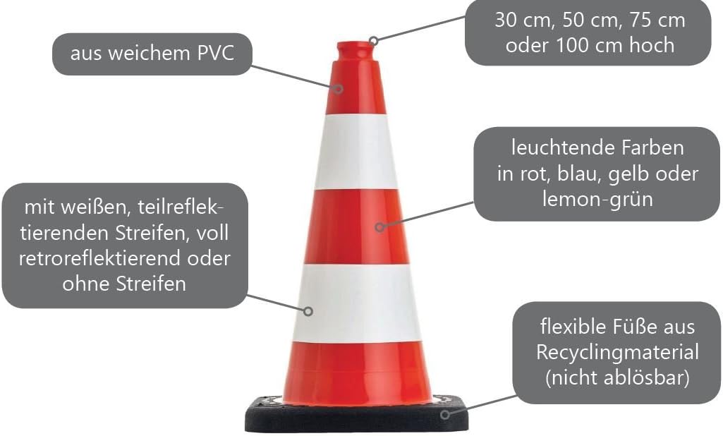 UvV-FLEX Groene Verkeerskegel Pyloon 50 cm Flexibele, Stabiele Afzetkegels, Waarschuwingskegels / Gedeeltelijk Reflecterend RA1