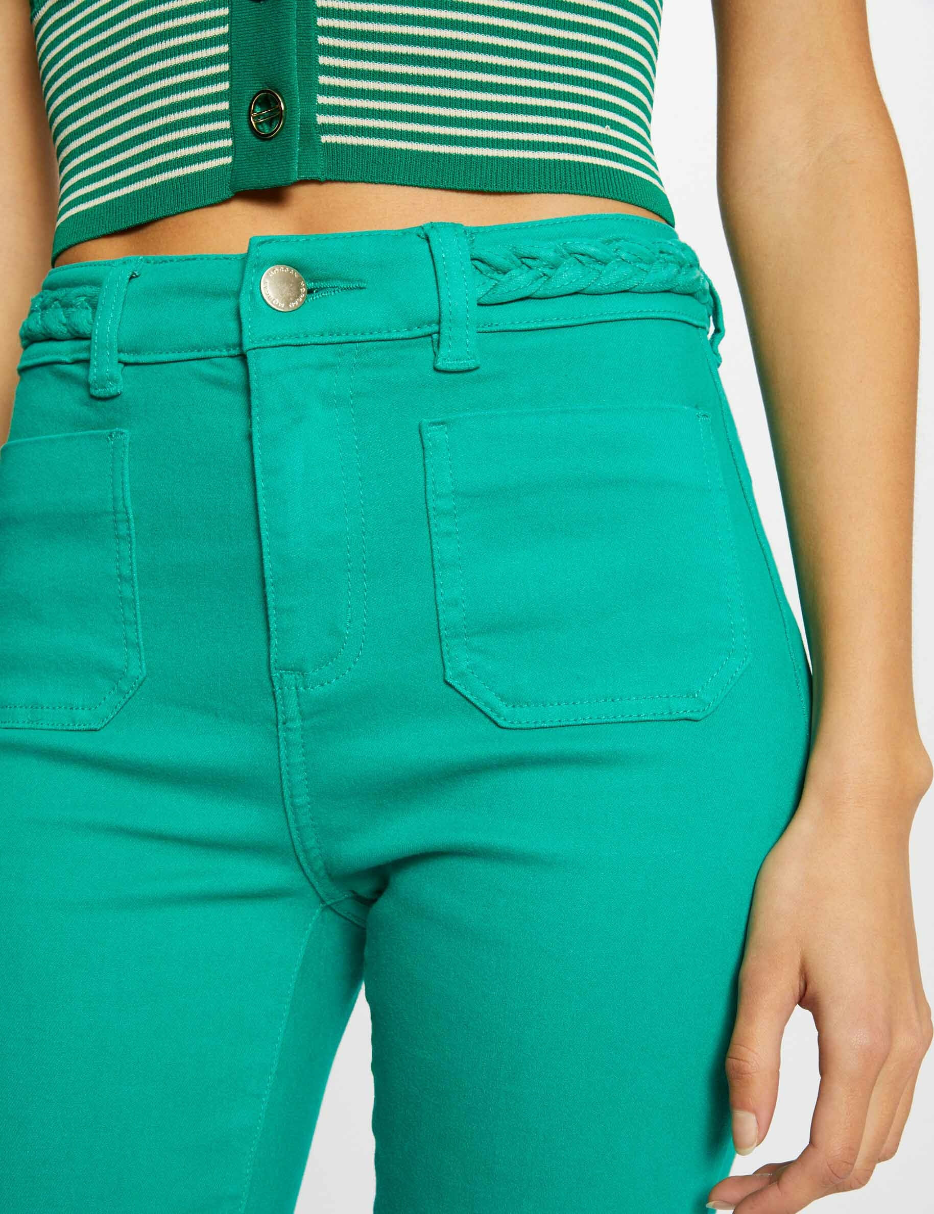Pantalon bootcut avec détails tressés vert femme - vert