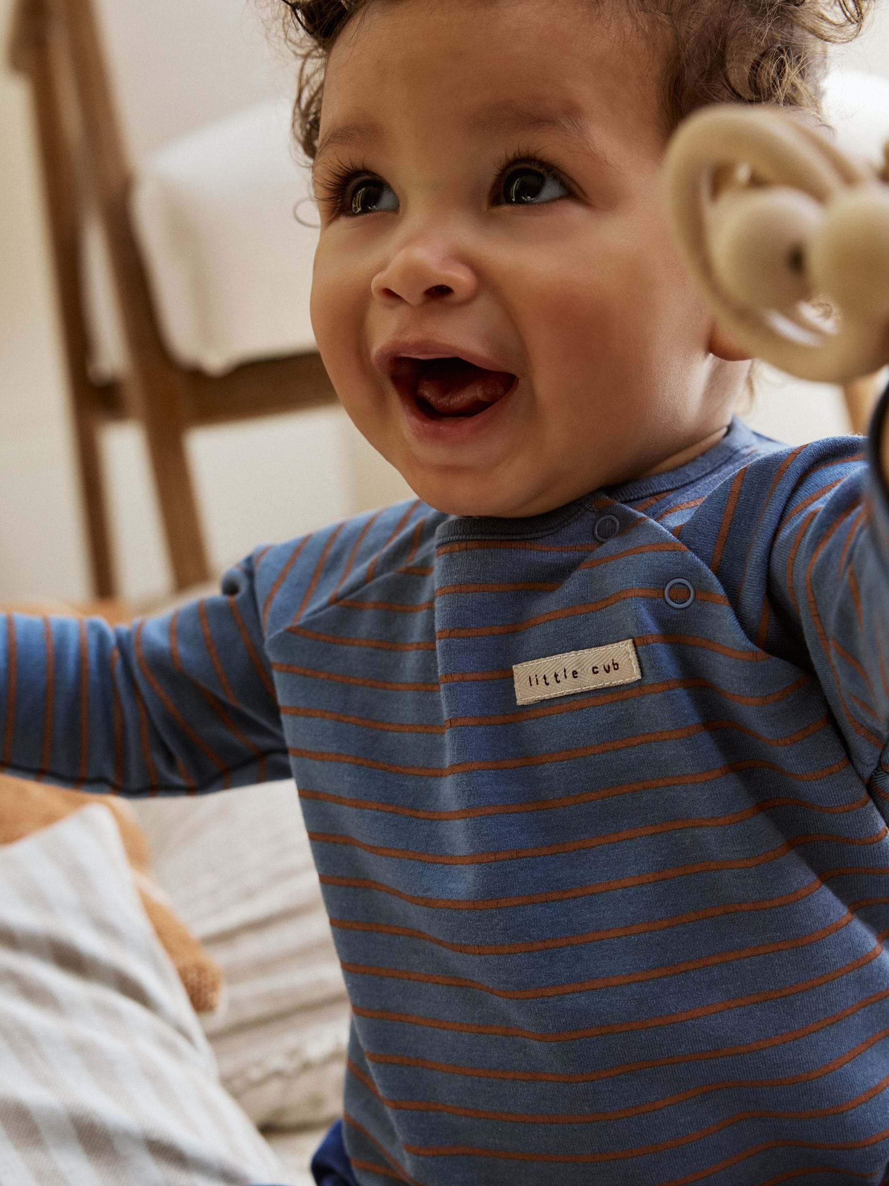 Blauw/Bruin Berenknuffels Slogan Borg - Baby Bodywarmer Top en Leggings Set (0mnd-2jr)