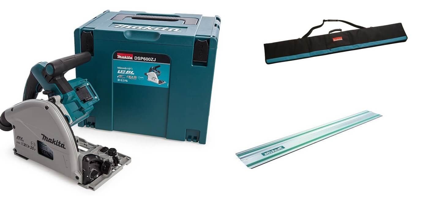 Makita DSP600ZJ2 36V (2x 18V) Li-ion accu invalzaag body in Mbox met geleiderail en foudraal - 165mm - koolborstelloos
