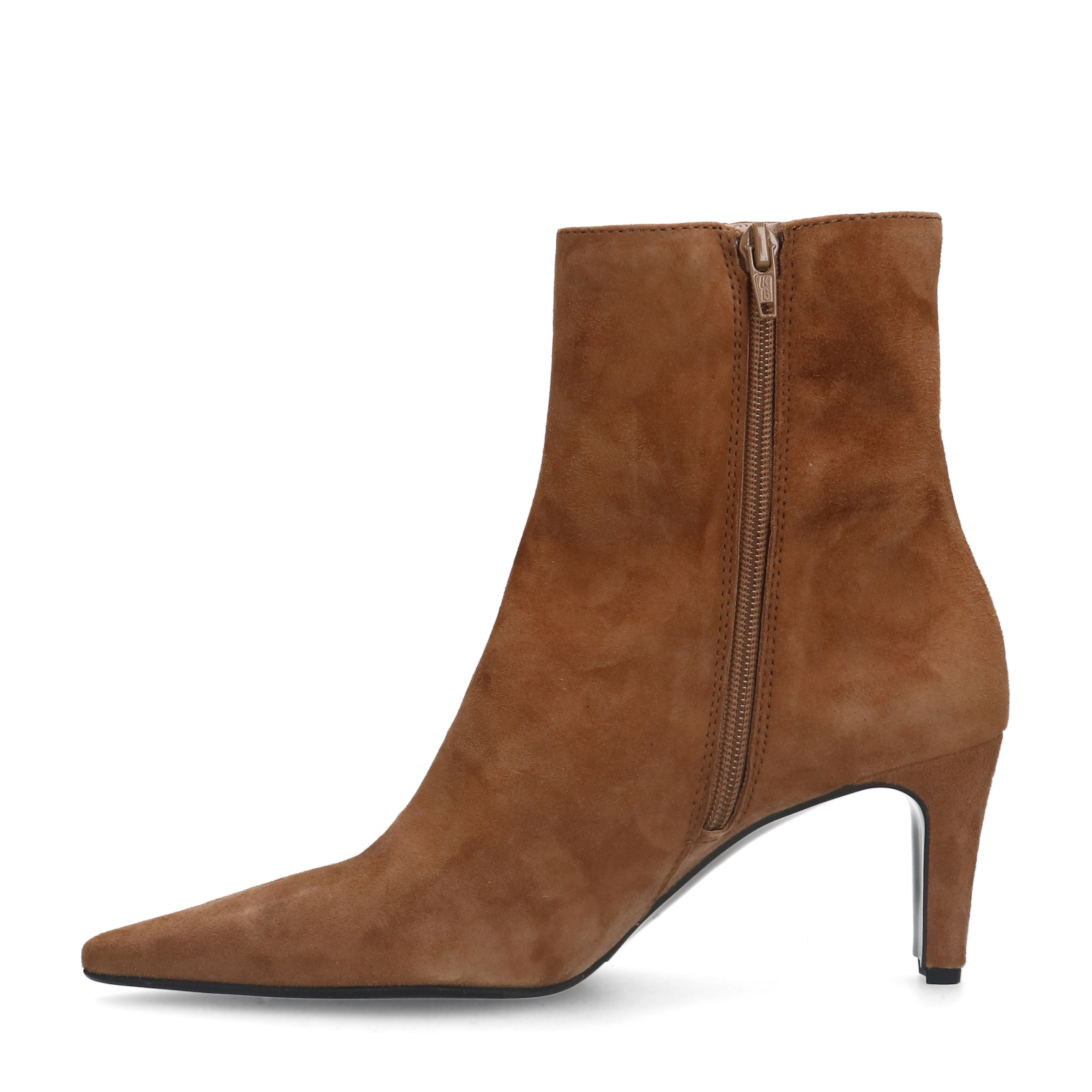 Beige suède enkellaarsjes met hak