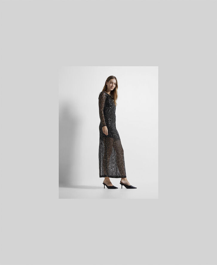 Selected Femme SLFNOEL LS ANKLE SEQUINS DRESS B Sort
