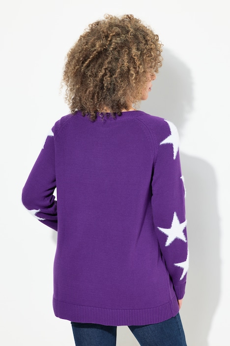 Pullover, Glitzersterne, Rundhals, Raglan-Langarm